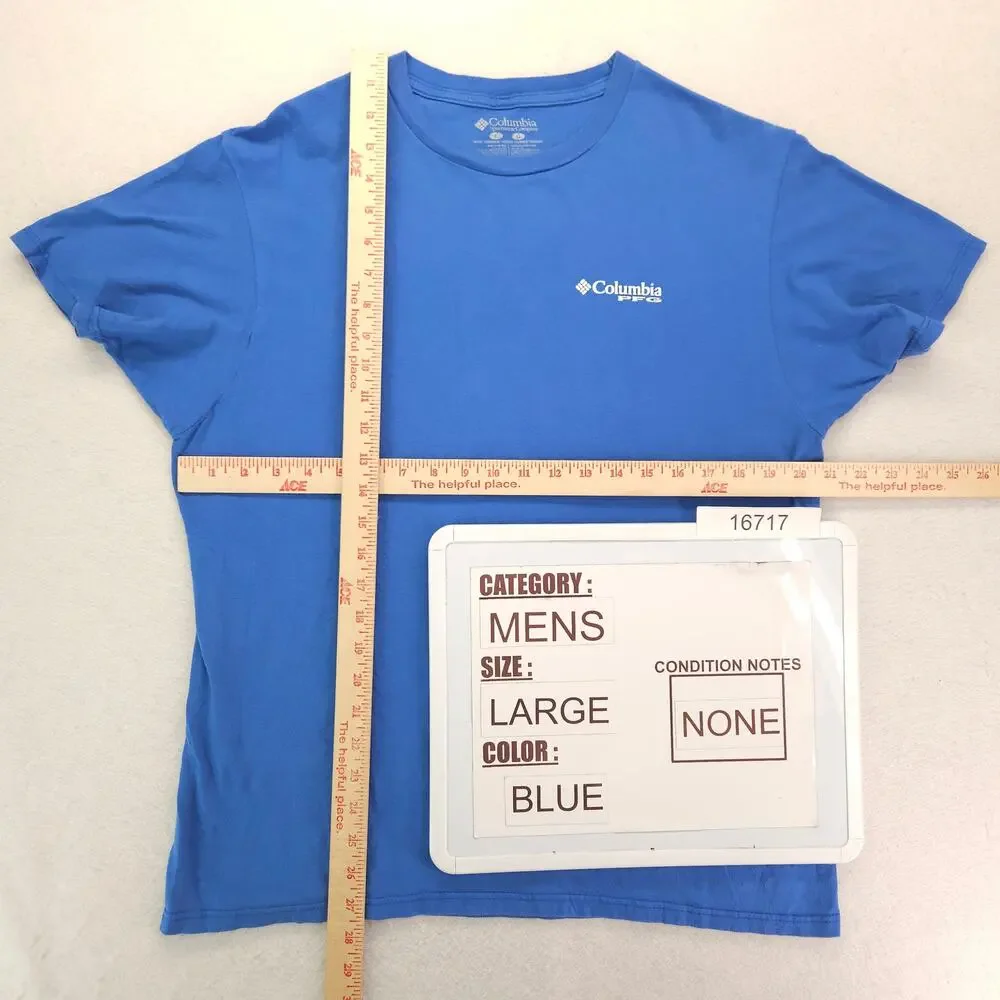 Columbia Short Sleeve Crew Neck Graphic T Shirt Mens Size Large L Blue - Picture 5 of 9